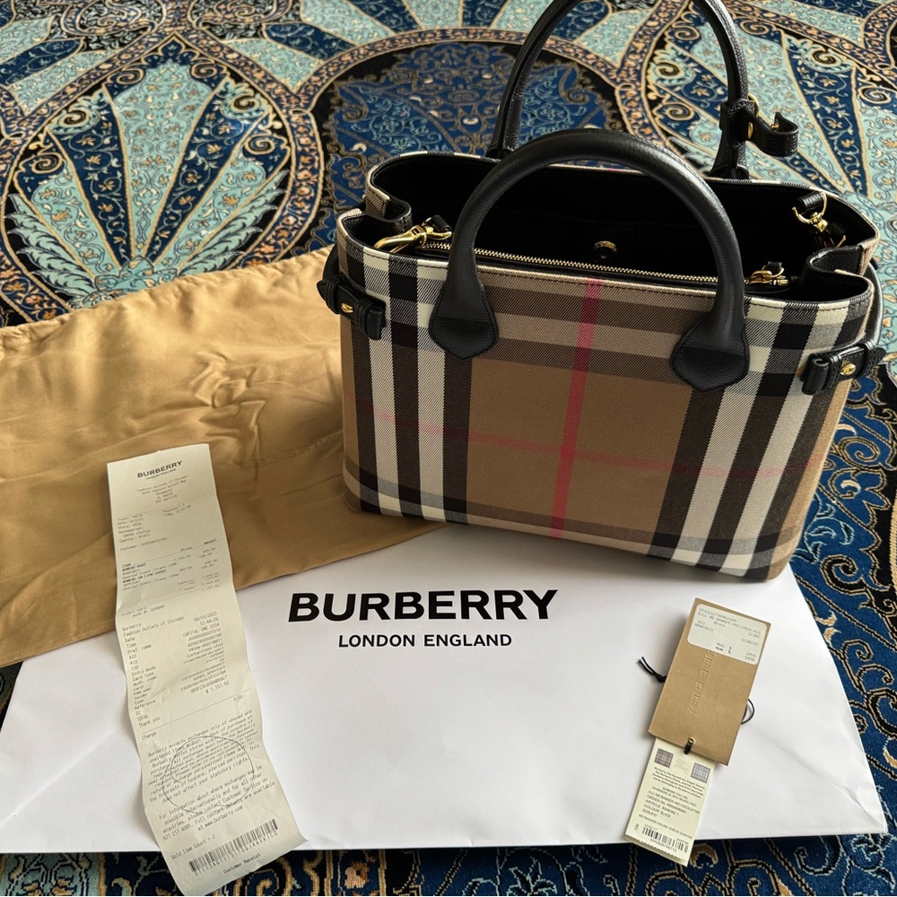 Authentic Burberry Tan and Black Purse and Matching Wallet.